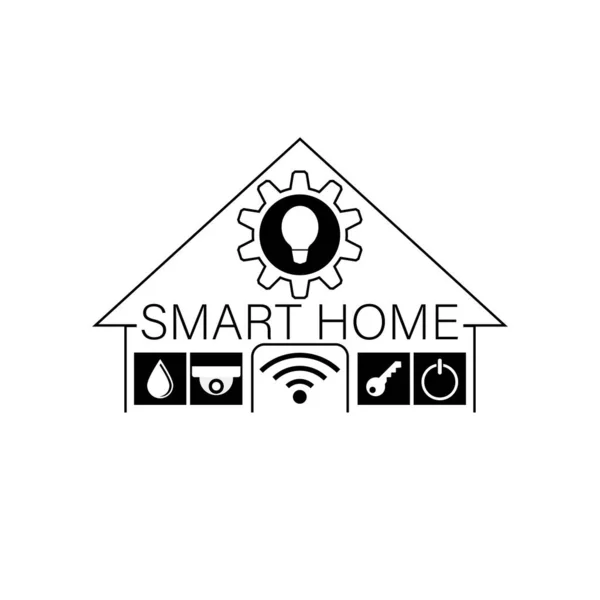 Design Modelo Logotipo Inteligente Casa Com Wifi Telhado Coisas Ícones — Vetor de Stock