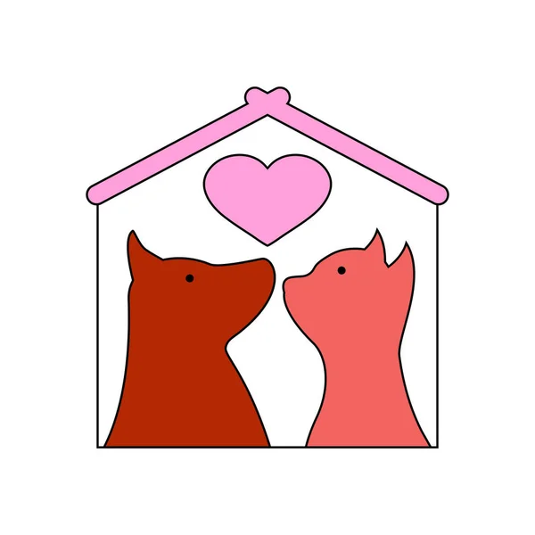 Logo Refuge Logo Animal Compagnie Clinique Vétérinaire Avec Chien Chat — Image vectorielle