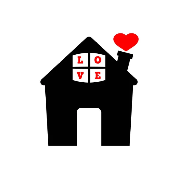 Ícone Principal Casa Com Coração Amor Inscrição Imobiliário Clipart Vetorial — Vetor de Stock