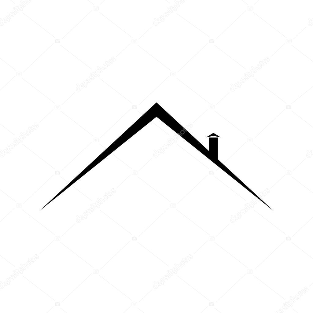 Roof house icon logo design template. Vector clipart and drawing. Isolated simple illustration.