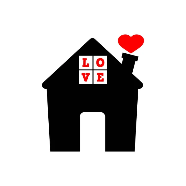 Ícone Principal Casa Com Coração Amor Inscrição Imobiliário Clipart Vetorial — Vetor de Stock