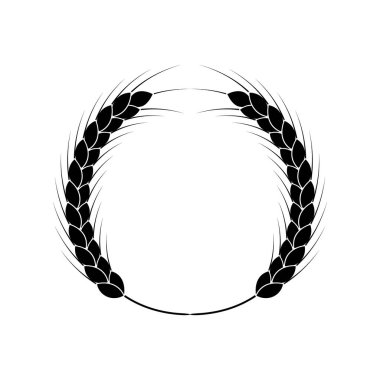 Wheat wreath. logo and icon with grain spikes. Black and white vector clipart and drawings. Silhouette. clipart