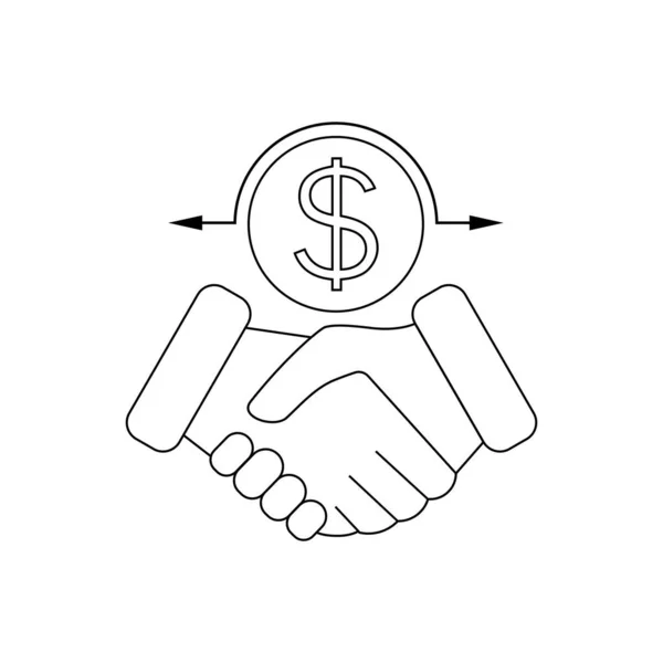 Ashback Icon Return Money Cash Back Rebate Handshake Line Outline — Stock Vector