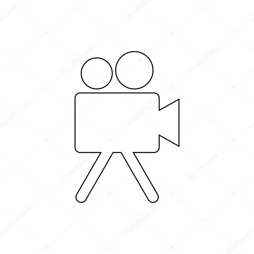 Video camera icon. Line and outline isolated vector symbol on white background. 