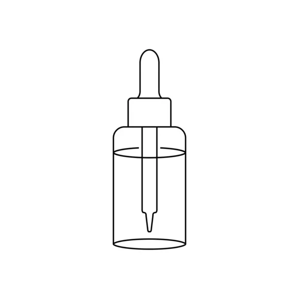 Flasche Mit Pipette Vektorzeilensymbol Illustration Und Zeichnung Auf Weißem Hintergrund — Stockvektor