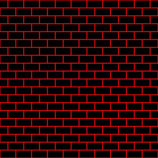 Black Red Brick Wall Background Seamless Repeating Pattern Line Outline — Stock Vector