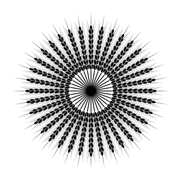 Couronne Blé Rond Ornement Silhouette Noire Blanche Modèle Conception Pour — Image vectorielle