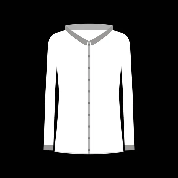 Camicia Bianca Donna Con Maniche Lunghe Bottoni Disegno Vettoriale Isolato — Vettoriale Stock