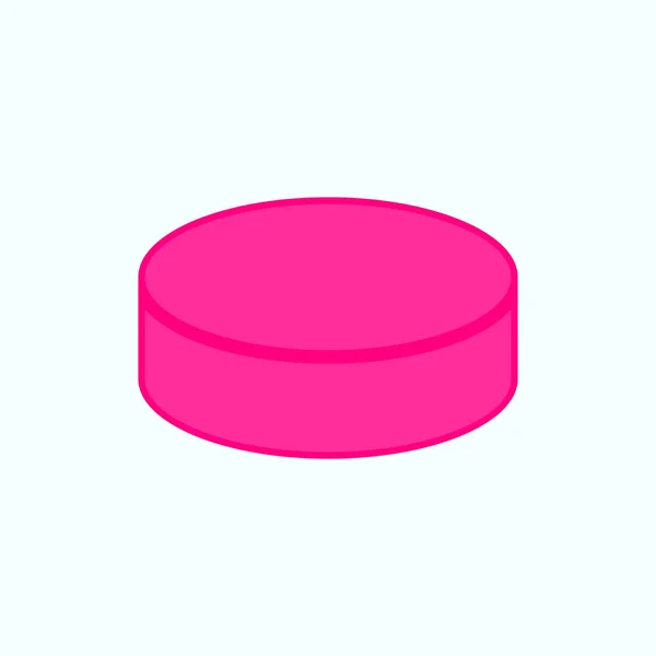 Big Pink Hockey Puck Space Logo Lettering Vector Drawing White — 스톡 벡터