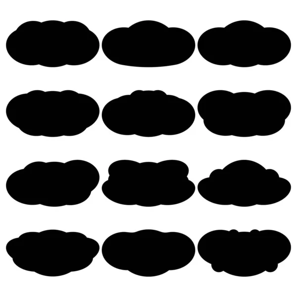 Zwarte Silhouetten Wolkenset Sjabloon Voor Notitiebord Halkboard Website Sticker Andere — Stockvector