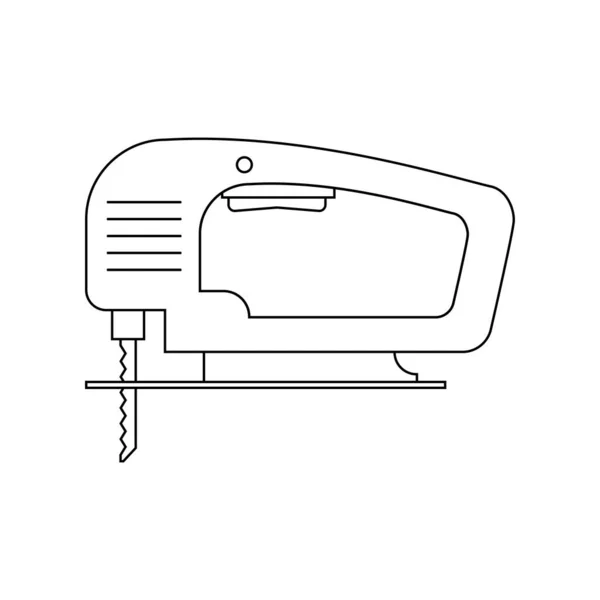 Elektromos Fűrész Arpentry Kirakós Elektromos Szerszám Lineáris Körvonalvektor Rajz Fehér — Stock Vector