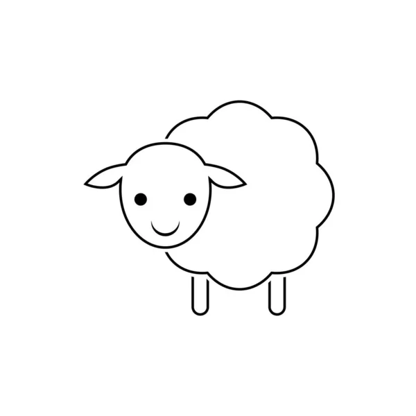 小羊图标 矢量绘图 白色背景下的Lamb线性轮廓图 — 图库矢量图片
