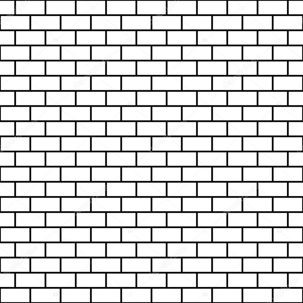 White and black brick wall background. Seamless repeating pattern. Vector illustration.
