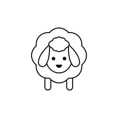 Beyaz koyun ikonu. Vektör çizimi. Kuzu doğrusal ana hatları izole edilmiş illüstrasyon. 