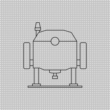 Elektrikli ahşap yönlendirici. Elektrikli alet. Vektör şeffaf doğrusal çizim. 