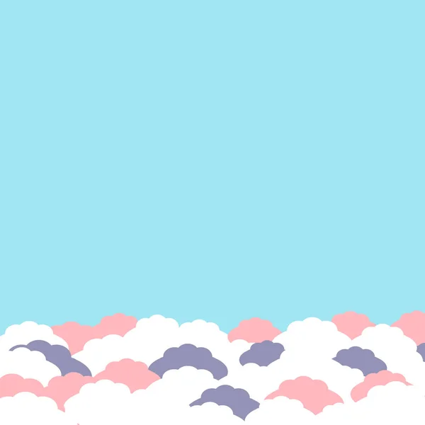 Пустой Синий Фон Абстрактными Пушистыми Белыми Розовыми Облаками Пастельного Цвета — стоковый вектор