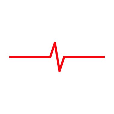 Uzun kırmızı nabız çizgisi. Kalp kardiyogramı. Vektör siyah sembol, simge. Beyaz arkaplanda izole çizim.