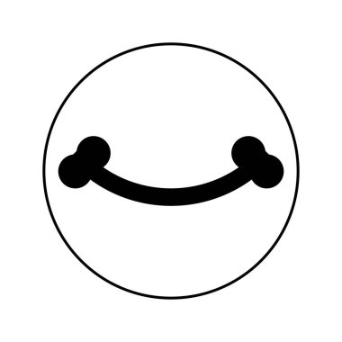 Kemik gülümseme ikonu. Beyaz boş arkaplanda yuvarlak vektör simgesi. Siyah siluet.