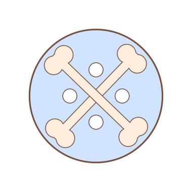 Dekoratif düğme tasarımı. Giysi ve zanaat için çapraz kemikler. Metal, plastik ve ahşaptan delik düğmeleri yapmak için vektör şablonu.