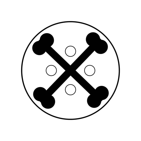 Διακοσμητικό Κουμπί Σχεδιασμού Σταυρωτά Κόκκαλα Για Ρούχα Και Σκάφη Διανυσματικό — Διανυσματικό Αρχείο