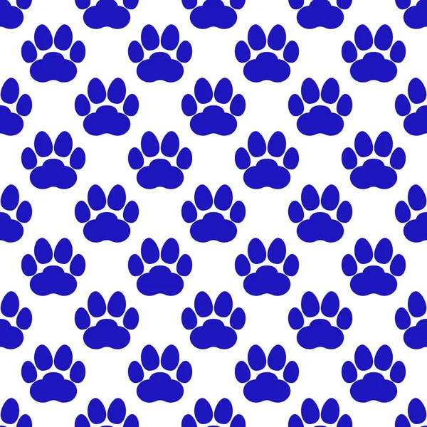 Impression Patte Bleue Motif Fond Répétitif Sans Couture Empreintes Chat — Image vectorielle