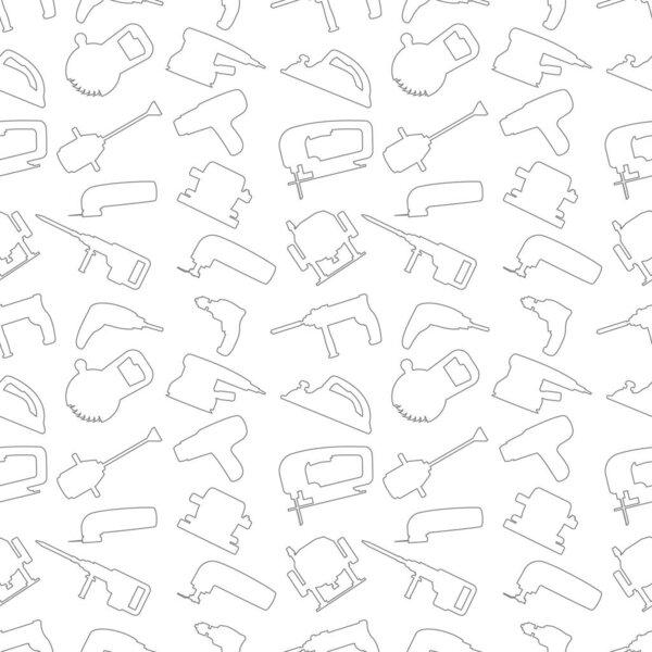Vector seamless repeating pattern and background with industrial power tools icons. For website background, package design, store window design and signboard also other ideas.