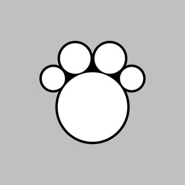 Siyah beyaz pençe izi soyut. Hayvan teması. Vektör şablonu. İzole illüstrasyon ve çizim. 