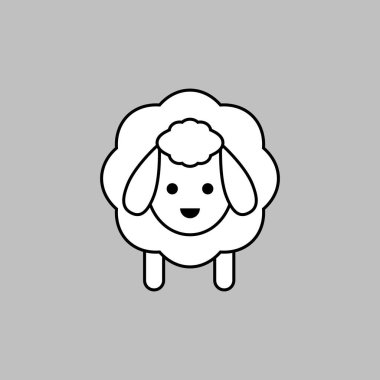 Beyaz koyun ikonu. Vektör çizimi. Kuzu doğrusal ana hatları izole edilmiş illüstrasyon. 
