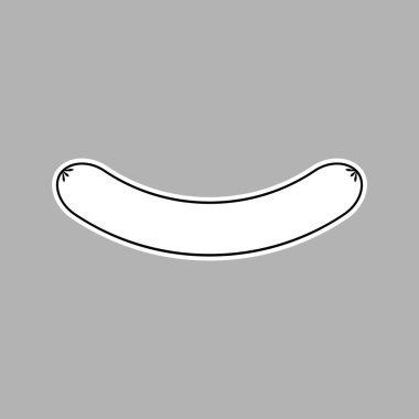 Sosis siyah ve beyaz ana hatlı vektör çizimi. Boş arkaplanda izole edilmiş çizim.