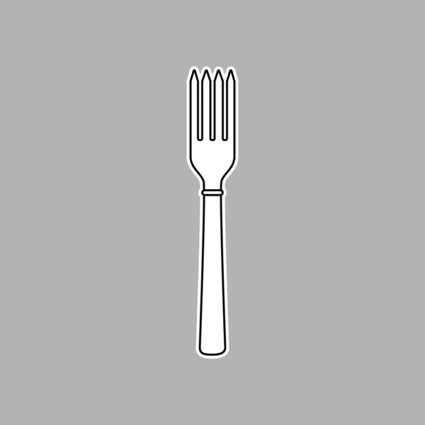Πιρούνι Δείπνο Μαύρο Και Άσπρο Αυτοκόλλητο Εικονογράφηση Διανύσματος Μεμονωμένη Σιλουέτα — Διανυσματικό Αρχείο
