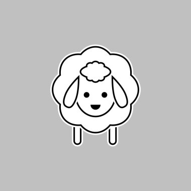 Koyun simgesi. Vektör çizimi. Kuzu doğrusal siyah beyaz taslak çizimi. 