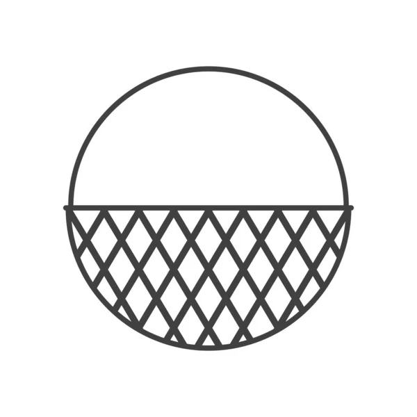 Круглая Плетеная Корзина Векторный Рисунок Пустом Фоне Изолированный Чёрно Белый — стоковый вектор