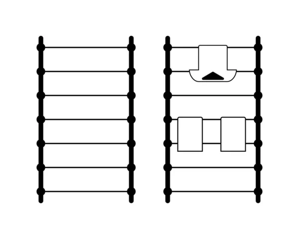 Wasdroogrek Sta Voor Drogerkleding Geïsoleerde Vectorillustratie Lege Achtergrond Zwart Silhouet — Stockvector