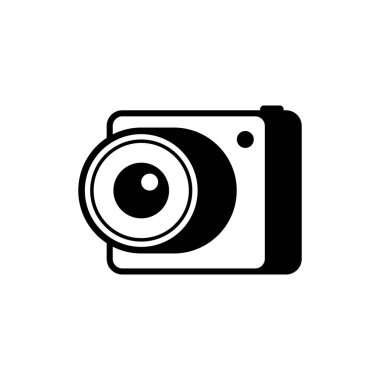 Siyah beyaz kamera ikonu. Boş arkaplanda vektör illüstrasyonu. 