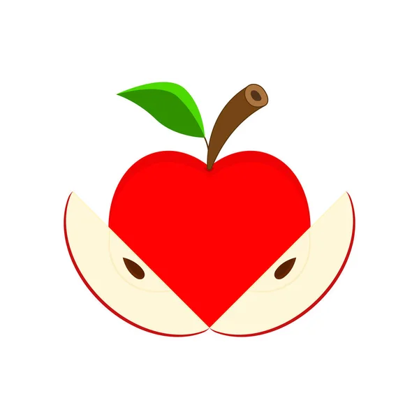 Pomme Rouge Avec Des Tranches Cliparts Vectoriels Sur Fond Blanc — Image vectorielle