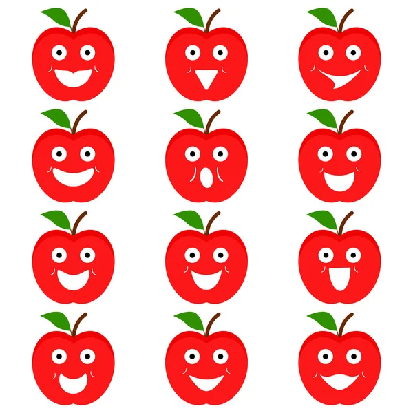Dessin Animé Pomme Rouge Avec Visage Clipart Vectoriel Illustration Sur — Image vectorielle