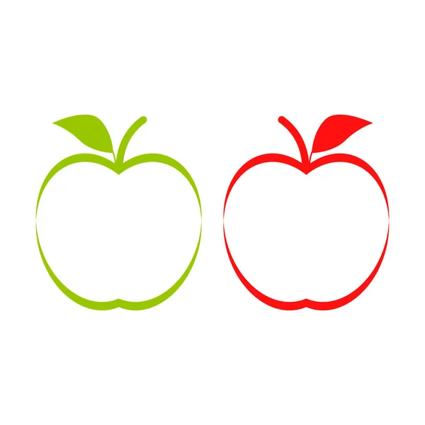 Icône Pomme Verte Rouge Décrivez Vecteur Sur Fond Blanc Blanc — Image vectorielle