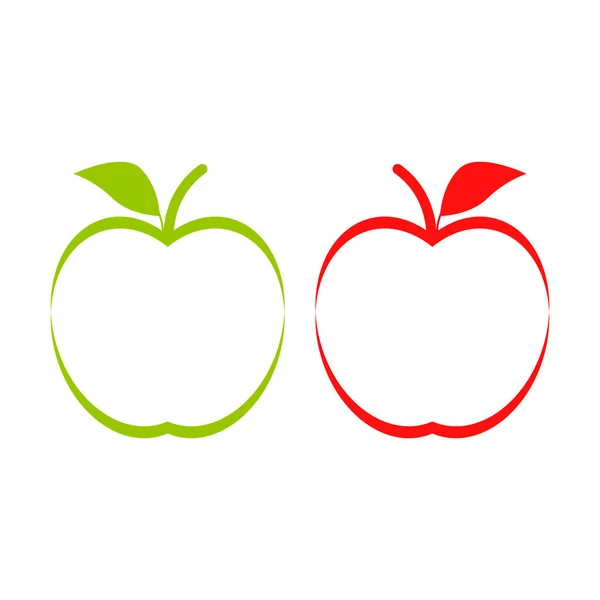 Icono Manzana Verde Roja Vector Contorno Sobre Fondo Blanco Blanco — Vector de stock