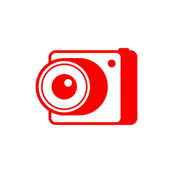 Icône Caméra Rouge Illustration Vectorielle Sur Fond Blanc — Image vectorielle