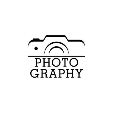 Basit kamera logosu. Fotoğraf ikonu vektör şablonu. Beyaz arkaplanda izole edilmiş bir klipName.
