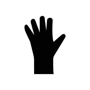 Plastik eldiven. Siluet vektör kümesi. Beyaz boş arkaplanda resim ve simge.