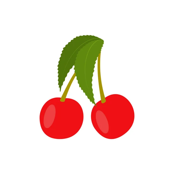 Clipart Vecteur Cerise Deux Cerises Avec Des Feuilles Illustration Sur — Image vectorielle