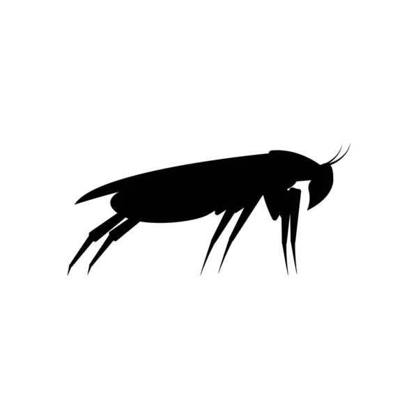 Black Silhouette Cockroach Side View Vector Clipart Illustration White Background — Stock Vector