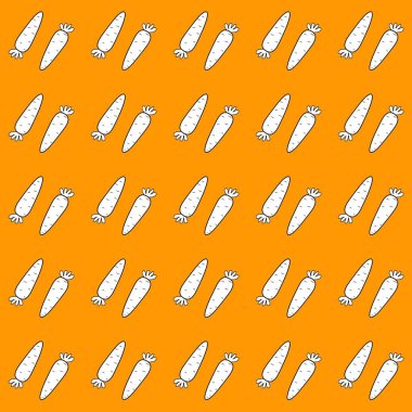 Siyah beyaz havuç illüstrasyonu. Beyaz arka planda havuç çizimi. Basit siyah kenarlı havuç çizimi. El çizimi havuç illüstrasyonu.