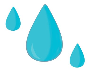 Mavi su damlası illüstrasyonu. Beyaz arka planda elle çizilmiş su damlası.