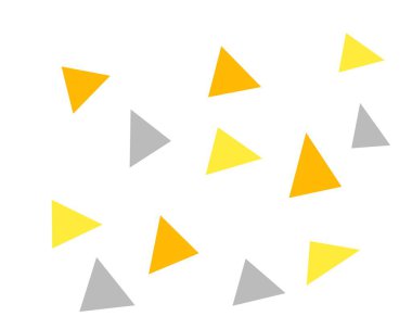Beyaz arka planda sarı, turuncu ve kahverengi renkli üçgenlerin kusursuz deseni. Basit geometrik soyut tasarım.