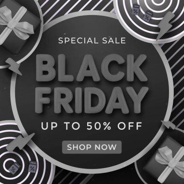 Zarif bir gri pullu Kara Cuma tanıtımı hediyeler, kuponlar ve cesur tipografi içeriyor. Alışveriş heyecanı ve indirimle şenlikli anlaşmalar.