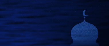 Ramazan arka planı. Hilal aylı cami silueti. Ramazan veya İslami, Ramazan Kareem kutlaması dini geçmişi. Değil ai