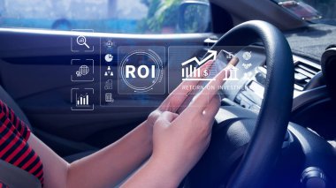 ROI, Yatırımın Dönüşü, İş ve Finansal Kâr Başarı İnternet İş Teknolojisi kavramı. Değil ai