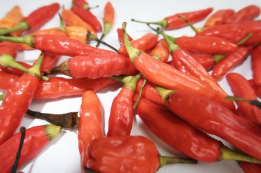 Beyaz arkaplanda kırmızı biber